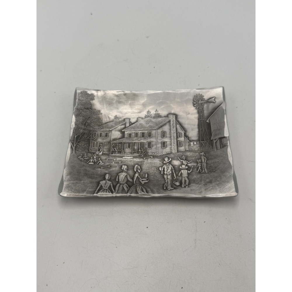 Wendell August Forge Amish Farm Scene Handmade Aluminum Trinket Dish Tray